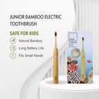 Sustainable Tomorrow Junior Bamboo Electric Toothbrush for Kids Ages 3+ – Gentle Vibrating Toothbrush with Soft Bristles | 2-Minute Timer | Ergonomic Handle | Eco-Friendly, Plastic-Reduced Design