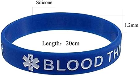 Lyndong 5 Pack Blood THINNER Silicone Medical Alert Emergency Bracelet Wristbands