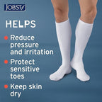 JOBST SensiFoot Diabetic Compression Socks for Men and Women 8-15 mmHg with Seamless Toe and Moisture Management - Extra Padding in Toe, Foot, and Heel Area - Knee High - Closed Toe - White, Large