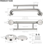 Brushed Nickel Grab Bar 17 Inch w/Towel Holder, iHansee Stainless Steel Shower Towel Bar Bathroom Balanced Support Handle, Wall Mount Safety Handrail Grab Rail for Elderly Senior Handicap Disabled