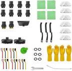 53-piece Steam Cleaner Accessory Set (Steam Cleaner Not Included): Multi-function Brush Head + Glass Cleaning Scraper + Replacement Cloths + Wire Brush + Rubber Gloves + Extension Pole