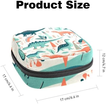 Sanitary Napkin Storage Bag,Period Bag,Pad Bag,Ancient Cartoon Dinosaur,Period Pouch