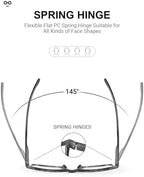 4 Pack Reading Glasses Men Blue Light Blocking with Spring Hinge, Anti Eyestrain/UV Large Wide Square Computer Readers