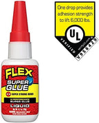 Flex Super Glue Liquid, 20 Gram Bottle, 1-Pack, Clear, Instant Bond, Quick Dry, Cyanoacrylate Adhesive, Precision Tip for Wood, Metal, Plastic, Crafts, Ceramic, and Toy Repairs