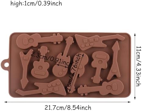 2Pcs Guitar Molds Music Instruments Silicone Chocolate Mold For Chocolate Candy