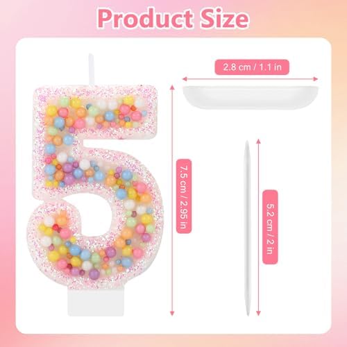 Pastel Macaron 5th Birthday Candle Sweet Pink Number 5 Candle Cake Topper Cupcake Decorations for Girls and Women Party Decor Anniversary Celebrations Supplies