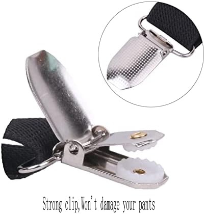 Black Suspenders for Men and Women Adjustable Suspender Elastic 1 inch Wide with Heavy Duty Clips