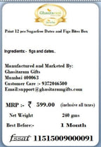 Ghasitaram Gifts Indian Sweets - Diwali Gifts Sweets- Blue Print 12 pcs Sugarfree Dates and Figs Bites Box