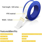 VOTMELL 4 Rolls 1/2 Inch(W) X 520 Inches(L) Teflon Plumbers Tape,Pipe Sealing & Plumbing Thread Tape,PTFE Water Sealant Seal for Shower Head,White