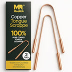MeeRoh Pure Copper Tongue Scraper (2 Pack) – Manual Tongue Cleaner for Fresh Breath – Professional U-Shaped Metal Tongue Scrubber for Adults and Kids – Traditional Oral Hygiene Tool