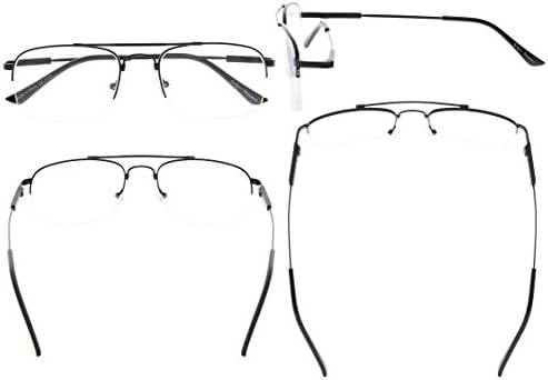 Eyekepper Half-Rim Womens Reading Glasses Memory Titanium Bendable Mens Readers (Black,+1.75)
