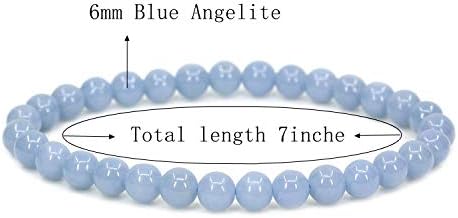 Angelstones Handmade Natural Healing Gemstone 6mm Round Beads Stretch Crystal Bracelet 7 Inch Unisex