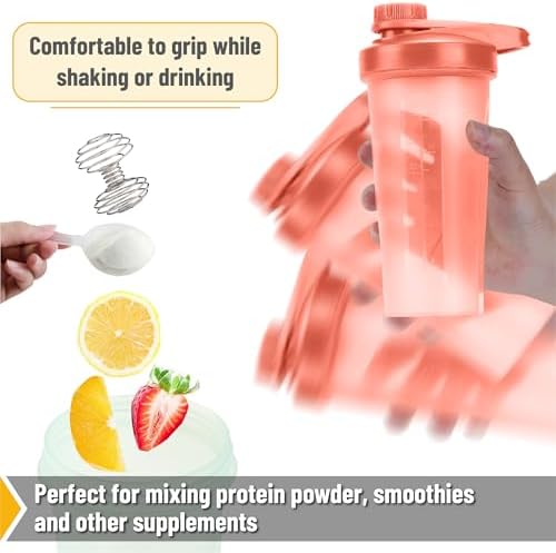 Mr. Pen- Shaker Bottles for Protein Mixes with Twist Cap, 28 oz, Coral Pink Protein Shaker Bottle with Wire Whisk Ball, Shaker Cup, Mixer Bottle