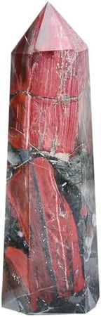 Africa Bloodstone Obelisk Tower Large Natural Healing Crystal Point Wand 6 Faceted Reiki Meditation Home Decor 1-1.5 LBS