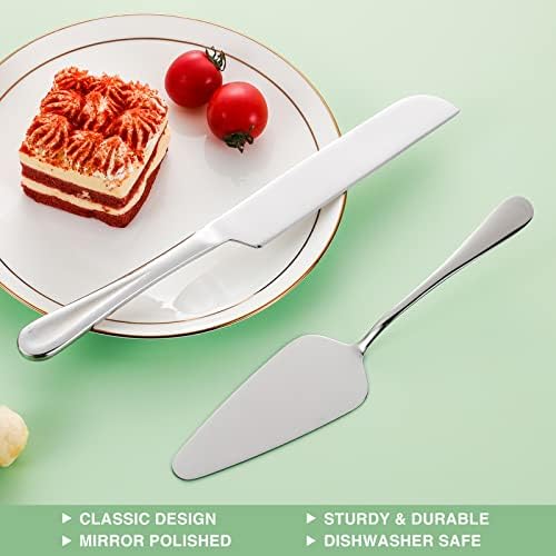 Cake Serving Set, Cake Pie Pastry Servers, Stainless steel Cake Knife and Server Set Perfect For Birthday, Wedding, Parties and Events (Silver)
