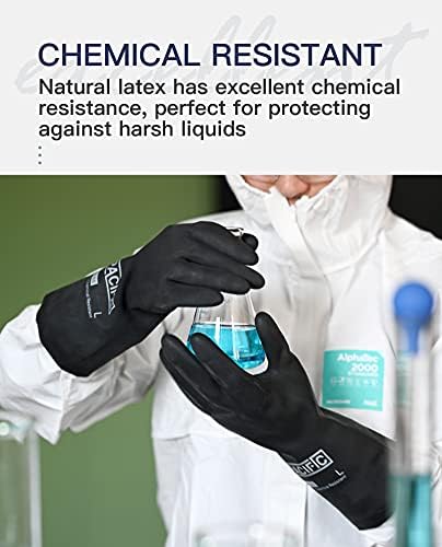 PACIFIC PPE Chemical Resistant Gloves, Heavy Duty Industrial Rubber Gloves, Resist Acid, Alkali and Oil, 12.6", X- Large