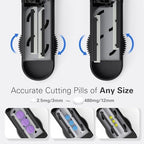 ONE PIX Pill Cutter Splitter for Small and Tiny Pills, Professional Adjustable Pill Cutter with Hidden Stainless Steel Blade, Safely Cuts Multiple Pills at Once, Grey