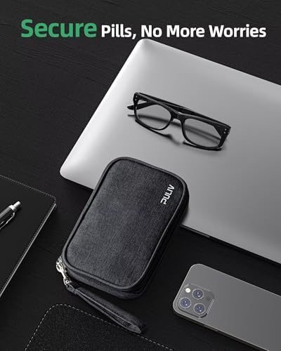 PULIV Weekly Pill Organizer 4 Times a Day with a Business Stylish Bag, Portable Pill Box 7 Day with 28 Compartments for Men, Removable Pill Sorters to Store Vitamin, Medication, Fish Oil, Supplements