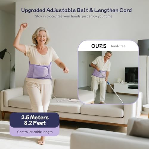 Heating Pad for Period Cramps, Upgraded Wrap Heating Pad for Back Pain Relief, Large 12''x 24''Heat Pad +26" Belt Adjustable 4 Timer 6 Heat Level Auto Shut Off, Christmas Birthday Gifts for Women Mom