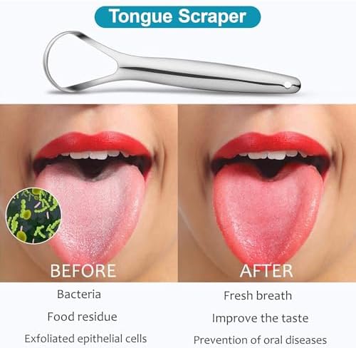 4 Pack Metal Tongue Scraper, Stainless Steel Tongue Cleaning Tool, Reusable Manual Design for Daily Oral Care, Portable Tongue Cleaner Set, Silver