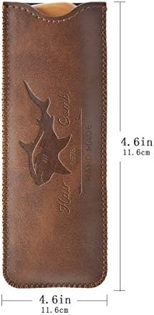 Wooden Hair Combs for Men,Men's Wood Beard Comb with Leather Travel Case,Mens Combs for Hair,Kids Comb(brown shark)