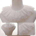 Lace Neck Ruffled Multi-layer Collar White Fake Collar Elizabethan Victorian Accessories for Women for Halloween Costume Party