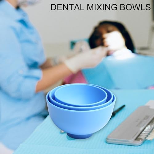 Dental Mixing Bowls Flexible Durable for Alginate Impression Lab Rubber Plaster Materials(3Pcs Blue)