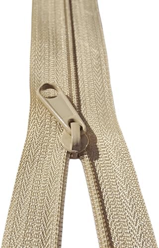MebuZip #3 Nylon Coil Zippers by The Yard Bulk Zipper Roll Zipper Tape 10 Yards with 25pcs Pulls for Sewing Tailor DIY Craft Bags Pillows (Beige 10Yards)