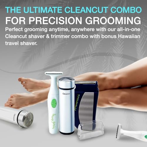 Cleancut Personal Electric Shaver & Trimmer Combo - ES412 Foil Shaver, PS335 Body Trimmer for Men & Women, Rechargeable Cordless Shaver for Face, Pubic, Intimate Areas - Made in Japan