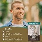 Dandelion Root Organic - Dandelion Tea - Diente de Leon Organico – Natural Cleansing, Gut Flora, Digestion, Liver, Skin – 4 oz