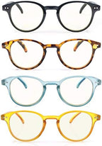 Reading Glasses Women Blue Light Blocking Round Readers +0.75 for Small Head/Petite Face Blue Ray Magnifying Cheaters 4 Pack