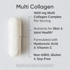 Sports Research® Multi Collagen Pills for Women & Men - Collagen Peptides (Type I, II, III, V, X) Enhanced with Hyaluronic Acid & Vitamin C - Gluten Free ­· Non-GMO - 90 Capsules