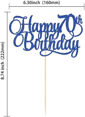 1 Pack Happy 70th Birthday Cake Topper Blue Glitter Number 70 Seventy Years Old Birthday Cake Pick Decoration For 70th Birthday Celebrating Anniversary Party Supplies