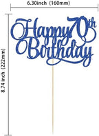 1 Pack Happy 70th Birthday Cake Topper Blue Glitter Number 70 Seventy Years Old Birthday Cake Pick Decoration For 70th Birthday Celebrating Anniversary Party Supplies
