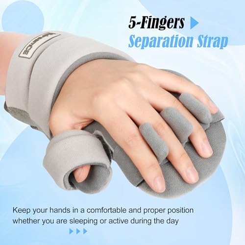 Resting Hand Splints for Straightening Fingers,Carpal Tunnel Wrist Brace Night Immobilizer With Finger Separators for Stroke Rehabilitation,Muscle Atrophy, Dupuytren's Contractures (Left)