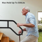 ROTHLEY Hand Rails for Outdoor Steps,Hand Rails for Elderly Porch Railing Deck Hand Rail Wall Mount Stair Hand Grab Bars U-Shape Safety Handle for Garage
