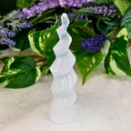 Down to Earth Selenite Iceberg Tower – Natural White Crystal for Energy Cleansing, Meditation, Reiki, Charging Stones & Home Décor – Polished Healing Crystal Tower (6" Corkscrew)