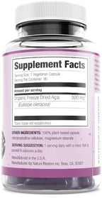 Nature Restore Organic Acai Berry Supplement, Freeze Dried, 90 Acai Berry Capsules, Non GMO, Gluten Free, Vegan