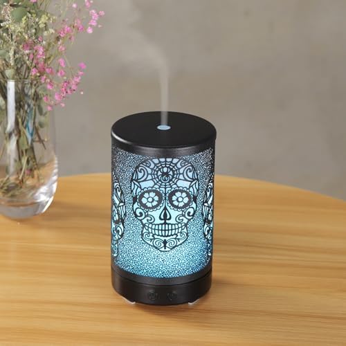 Skull Aromatherapy Diffuser, 100ML Essential Oil Diffuser Cool Mist Humidifier, with Remote Control Waterless Auto Off, for Bedroom, Office, Living Room (Black)
