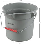 14 Quart Commercial Cleaning Pail with Handle, 4-Pack Plastic Bucket with Pour Spout, Grey
