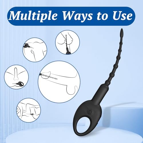 Vibrating Penis Plug Urethra Vibrator Penis Vibrator Dilators 10 Vibration Modes Male Sex Toys Sounding Rods Urethra Full Silicone Penis Toys Urethral Plug Urethral Sound Toys