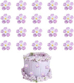 20 PCS Flower Cupcake Toppers Purple Flowers Cake DecorationsPicks Flower for Bridal Engagement Baby Shower Birthday PartyDecorations Supplies