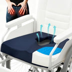Gel Wheelchair Seat Cushion,Bed Sore Cushions for Butt, Memory Foam Hemorrhoid Pillow for Chairs,Butt Pillow for Pressure Sore&Ulcer Pain,Sciatica &Coccyx Pain Relief,Washable-Cover(Blue)