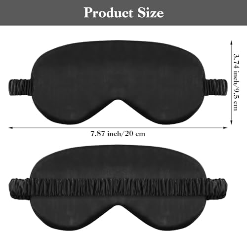 2 Pack Sleep Mask Silk Eye Mask Cover for Sleeping, Soft Satin Blindfold with Elastic Strap, Comfortable Night Sleeping Mask for Women Men (Black)