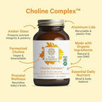 PURE SYNERGY Choline Complex | Vegan Choline Supplement Made with Organic Whole Foods | Non-GMO Bioavailable Complex | for Pregnancy, Brain, and Liver Health (60 Tablets)