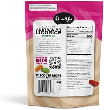 Darrell Lea Family Size Soft Australian Licorice, Non-GMO, No Palm Oil, Vegetarian Friendly, No High Fructose Corn Syrup, Soft & Chewy Licorice Candy, Made in Australia (Mixed Fruit, 20 Ounce)