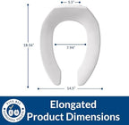 BEMIS 1955CT Commercial Open Front Plastic Toilet Seat, Heavy Duty Industrial Seat without Lid, Secure Installation for Long Lasting Use, Made in USA, Elongated, White