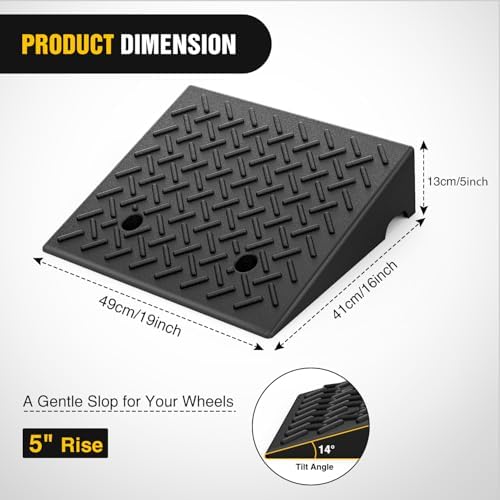 Nilight Rubber Curb Ramps, 5 Inches Rise Height Heavy Duty Rubber Threshold Ramp, Portable Driveway Ramps for Cars Wheelchairs Scooter Lawn Mower, 7000lbs Load Capacity, 2 Pack