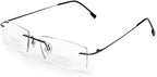 Fuisetaea Rimless Frame Bifocal Reading Glasses Flexible Titanium Alloy +2.25 Lightweight Readers Bifocal Glasses