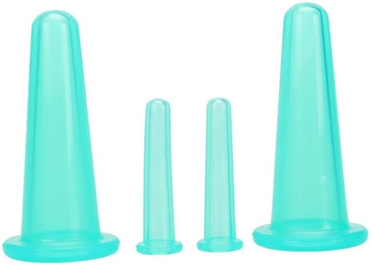 BWESOO 4Pcs Massage Cupping Set Silicone Mini Facial Cups Face Massager Helper Skin Care Neck Back Eyes Massaging Cup Safe to Use, Don't Worry About Burns Health Care Products (Green)